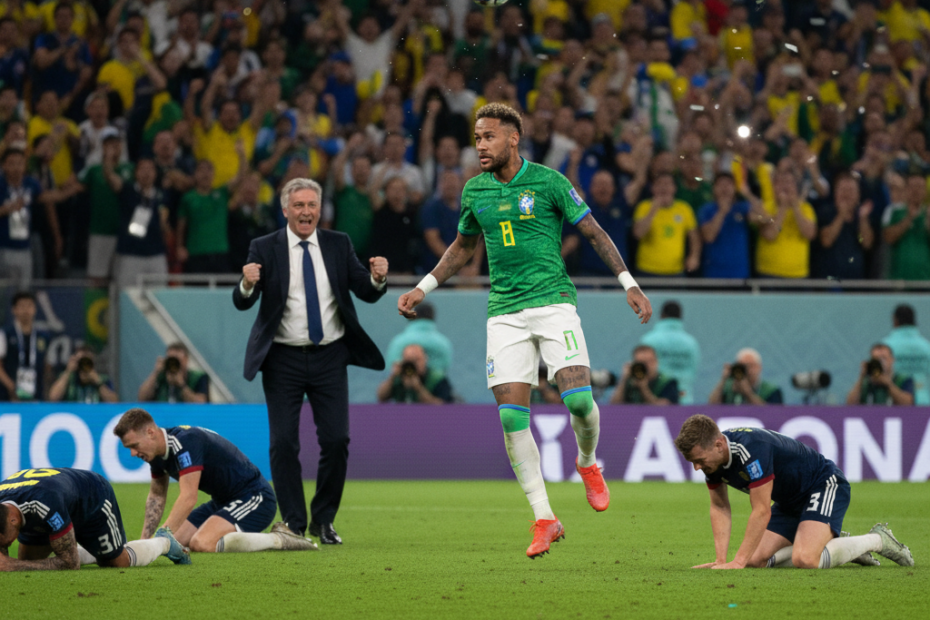 Brasil vence Escócia com Neymar e Ancelotti na Copa 2026