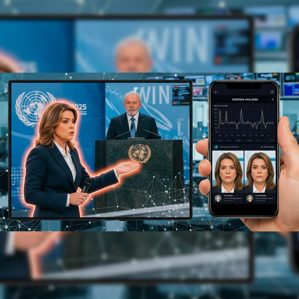 Renata Vasconcellos elogiando Lula na ONU? Saiba por que é fake